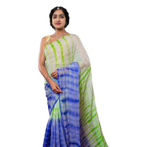 Mint Green & Blue Shaded Lehariya Saree | Sequin Work | Jaipurio Designer Collection